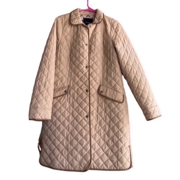 TALBOTS Quilted Knee Length Snap Closure Jacket Size Medium - Picture 2 of 11